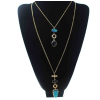 N-5716 New European Fashion Popular Multilayer Gold Plated Nature Stone Pendant  Long Chain Necklace