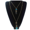 N-5716 New European Fashion Popular Multilayer Gold Plated Nature Stone Pendant  Long Chain Necklace
