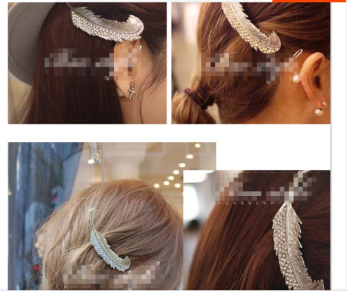 New Fashion European Popular Retro Carving Big Leaves Crystal Hair Clip Hair Accessory