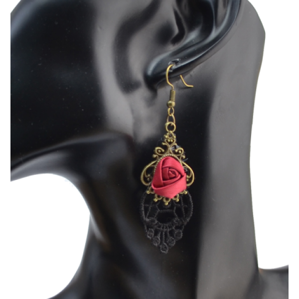 E-4057 2 Style Bohemian Vintage Brpnze Drop Earrings Diamante Flower Hook Dangle Earring Women Jewelry