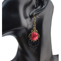 E-4057 2 Style Bohemian Vintage Brpnze Drop Earrings Diamante Flower Hook Dangle Earring Women Jewelry