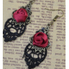 E-4057 2 Style Bohemian Vintage Brpnze Drop Earrings Diamante Flower Hook Dangle Earring Women Jewelry