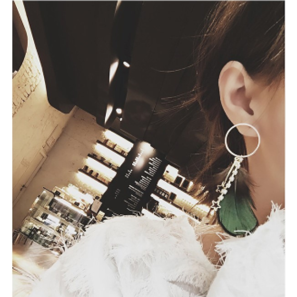 E-4060 2 Style Fashion Women Jewelry Drop Dangle Diamante Star Pendant Feather Charm Earring