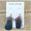 E-4060 2 Style Fashion Women Jewelry Drop Dangle Diamante Star Pendant Feather Charm Earring