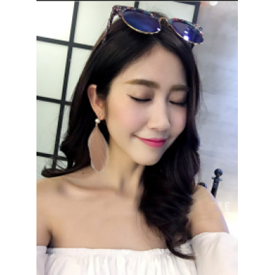 E-4072 2 Colors Bohemian Gold Earring Feather Tassel Chain Dangle Long Earrings for Women Jewelry