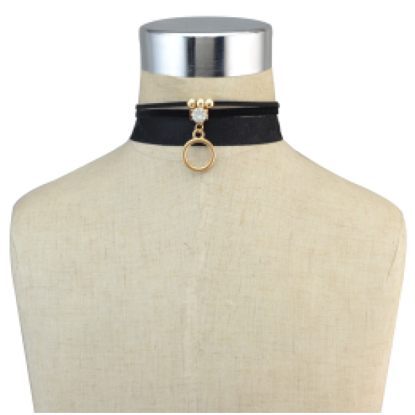 N-6769 3Pcs/Set Punk Gold Plated Chain Gothic Sexy Choker Tower Charm Fabric Collar Necklace Women Jewelry
