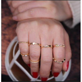 R-1437 Fashion Gold 6pcs/set 7pcs/set Vintage Joint Knuckle Nail Midi Ring Set Jewelry