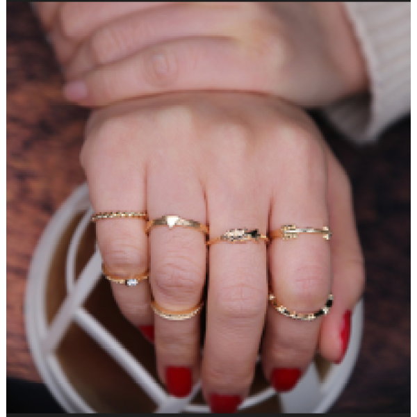 R-1437 Fashion Gold 6pcs/set 7pcs/set Vintage Joint Knuckle Nail Midi Ring Set Jewelry