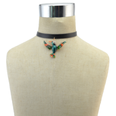 N-6794 3 Styles Bird Collar Leather Chain Statement Choker  Necklace Pendants