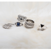 R-1449 7Pcs/Set Fashion Gypsy Vintage Silver Plated Turquoise Finger Ring Kncukle Rings For Women  Jewelry