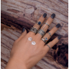 R-1449 7Pcs/Set Fashion Gypsy Vintage Silver Plated Turquoise Finger Ring Kncukle Rings For Women  Jewelry