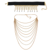 N-6843 Bohemian Fashion Gold Gun Black Jewelry Set Necklace And Choker Rhinestone Long Necklaces For Women Girls