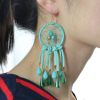 E-4123 5 Colors Bohemian Big Hooks Drop Earring With Tassel Punk Style