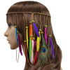 F-0416 New Fashion Handmade Ethnic Tribal Gypsy Rope Wood Beads Colorful Feather Hairband Hair Clip Women Jewelry