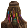 F-0416 New Fashion Handmade Ethnic Tribal Gypsy Rope Wood Beads Colorful Feather Hairband Hair Clip Women Jewelry