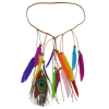 F-0416 New Fashion Handmade Ethnic Tribal Gypsy Rope Wood Beads Colorful Feather Hairband Hair Clip Women Jewelry