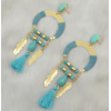 E-4143 4 Colors Vintage Antique Gold Plated  Fashion Long Tassel Feather  Drop Dangle Hook  Charm Earrings For Women Jewelry