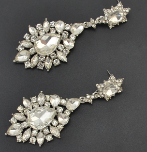E-4145 4 Colors Fashion Trendy Women Italina Style Silver Plated Full Rhinestone crystal  Drop Dangle Earrings