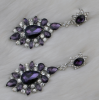 E-4145 4 Colors Fashion Trendy Women Italina Style Silver Plated Full Rhinestone crystal  Drop Dangle Earrings