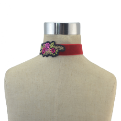 N-6860 4 Styles Boho Red Flower Thread Black Velvet Choker Necklaces For Women Party Jewelry Gift