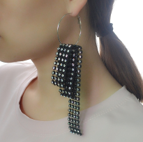 E-4152 4 Styles 2 Colors Black White Hook Circle Rhinestone Plastic Drop Earrings for Women Jewelry