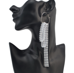 E-4152 4 Styles 2 Colors Black White Hook Circle Rhinestone Plastic Drop Earrings for Women Jewelry