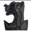 E-4152 4 Styles 2 Colors Black White Hook Circle Rhinestone Plastic Drop Earrings for Women Jewelry