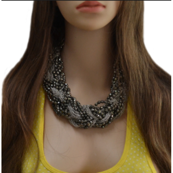 New  Fashion Multilayer Chains Beads Handmand Craft Knit Choker Necklace N-1877