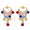 E-4167 Bohemian Round Tassel Beads Pendant Hook Earring for Women Jewelry