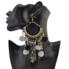 E-4167 Bohemian Round Tassel Beads Pendant Hook Earring for Women Jewelry