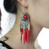 E-4176 5 Color Fashion Boho Long Feather Drop Earrings Gold Plated Tassel Party Dangle Earring Birthday Gift