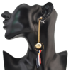 E-4177 Bohemian Round Tassel Beads Pendant Hook Earring With Small Bell for Women Jewelry
