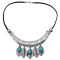 N-6888 New Fashion Green Stone Silver Plated Choker Necklace Leaves Shape Tassel Fashion Jewelry