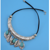 N-6888 New Fashion Green Stone Silver Plated Choker Necklace Leaves Shape Tassel Fashion Jewelry