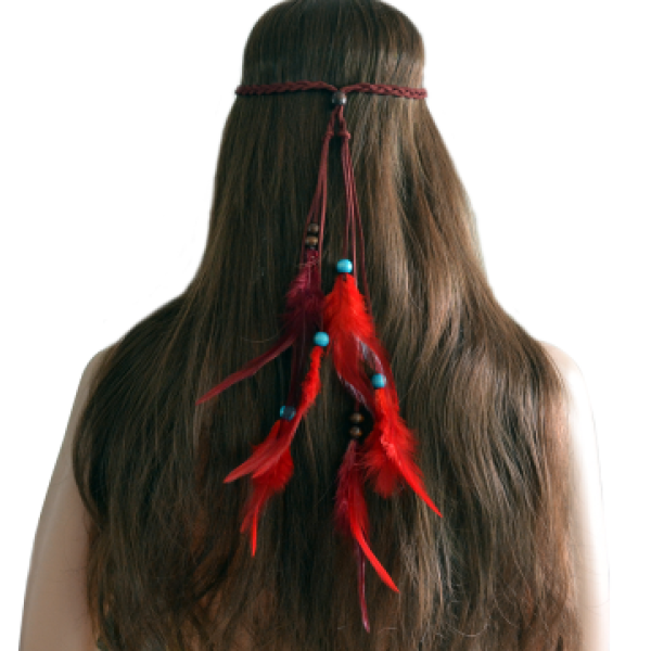F-0445 Bohemian Handmade Feather Headbands Festival Hippie Headdress Red Hair Accessories Fashion Jewelry