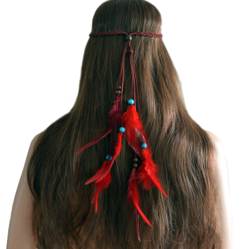 F-0445 Bohemian Handmade Feather Headbands Festival Hippie Headdress Red Hair Accessories Fashion Jewelry