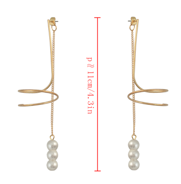 E-4189 Fashion Pearl Charm Long Drop Earring With Tassel For Women