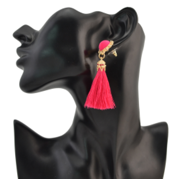 E-4200 3 Colors Fashion Bead Charm Drop Stud Tassel Earring for Women Jewelry