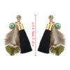 E-4206 Fashion Black Feather Long Tassel Charm Drop Stud Earring for Women Jewelry