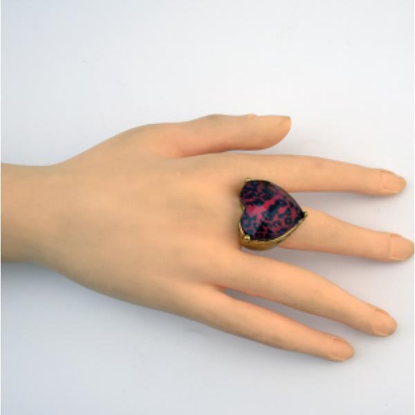 R-0611 Red Rhinestone Retro Rings for Vintage Women Bohemian Party Jewelry