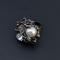R-0511 Pearl Rhinestone Gunblack Retro Rings for Vintage Women Bohemian Party Jewelry
