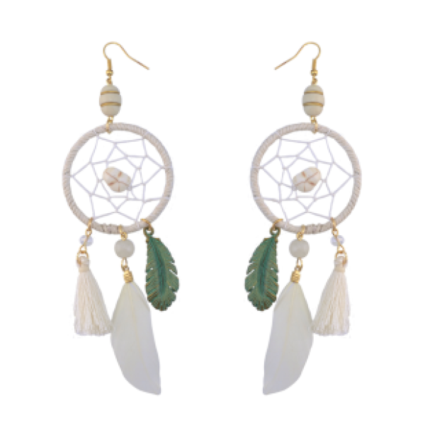 E-4093 Fashion Boho Long Feather Drop Earrings Gold Plated Thread Tassel Party Earring Birthday Gift