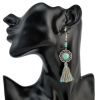 E-4214 2 Colors Bohomia Style Shiny Alloy Turquoise Beads Chain Tassel Pendant Charm Women Jewelry