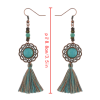 E-4214 2 Colors Bohomia Style Shiny Alloy Turquoise Beads Chain Tassel Pendant Charm Women Jewelry