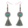 E-4214 2 Colors Bohomia Style Shiny Alloy Turquoise Beads Chain Tassel Pendant Charm Women Jewelry