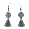 E-4214 2 Colors Bohomia Style Shiny Alloy Turquoise Beads Chain Tassel Pendant Charm Women Jewelry