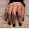 R-1470 7 Pcs/set Fashion Vintage Silver Goold Plated Shell Shape Knuckle Nail Turquoise Midi Ring Set Jewelry for Women