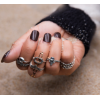 R-1470 7 Pcs/set Fashion Vintage Silver Goold Plated Shell Shape Knuckle Nail Turquoise Midi Ring Set Jewelry for Women
