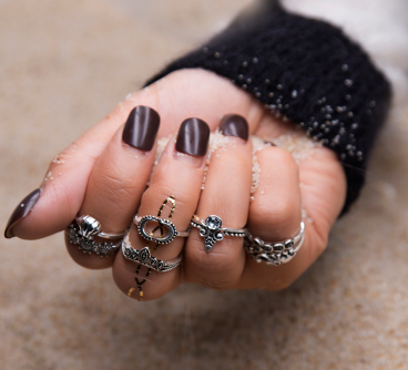 R-1470 7 Pcs/set Fashion Vintage Silver Goold Plated Shell Shape Knuckle Nail Turquoise Midi Ring Set Jewelry for Women