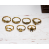 R-1470 7 Pcs/set Fashion Vintage Silver Goold Plated Shell Shape Knuckle Nail Turquoise Midi Ring Set Jewelry for Women